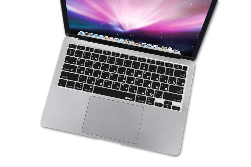 XSKN Russian/English Bilingual Design Black Silicone Keyboard Cover Skin for 2020 MacBook Air 13 inch A2179 with Touch ID and A2337 M1 Keyboard- US Version - Image 4